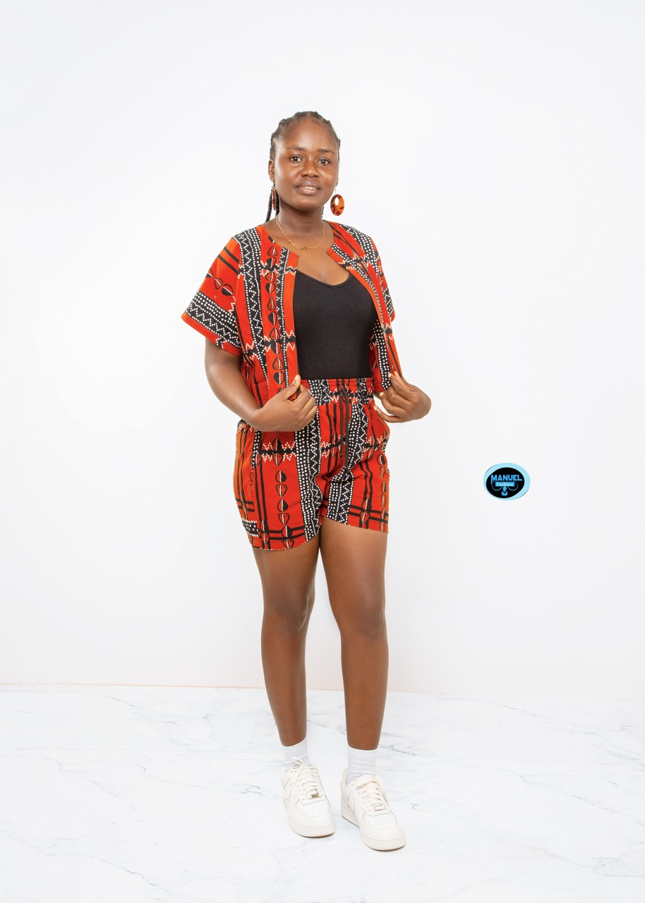 Manuel Fashion Red Orange Traditional Kimono Set